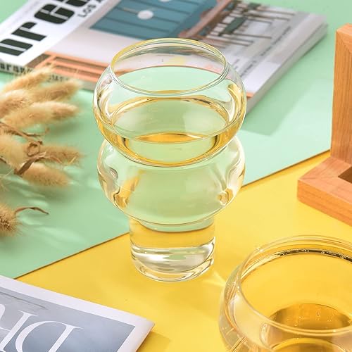 Miniatura 3 de Paquete de 2 vasos acanalados de gran capacidad, vasos de vidrio creativos resistentes al calor, vasos de cóctel, uso para vajilla, receptáculo de