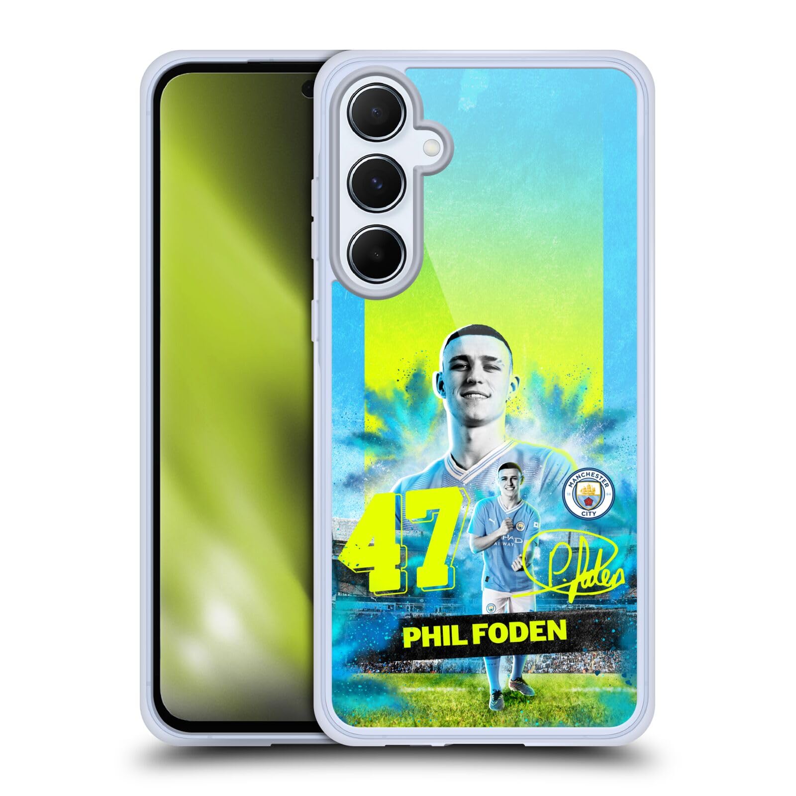 Head Case Designs Officially Licensed Manchester City Man City FC Phil Foden 2023/24 First Team Gel Case [Military Grade Protection] Compatible With Samsung Galaxy A55 5G
