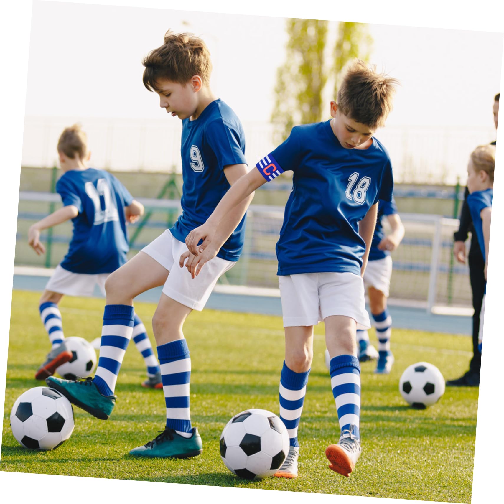 GAROZATION 2 Pack Soccer Captain Bands Elastic Armbands for Team Leaders Captain Symbol Bright Colors Easy Closure