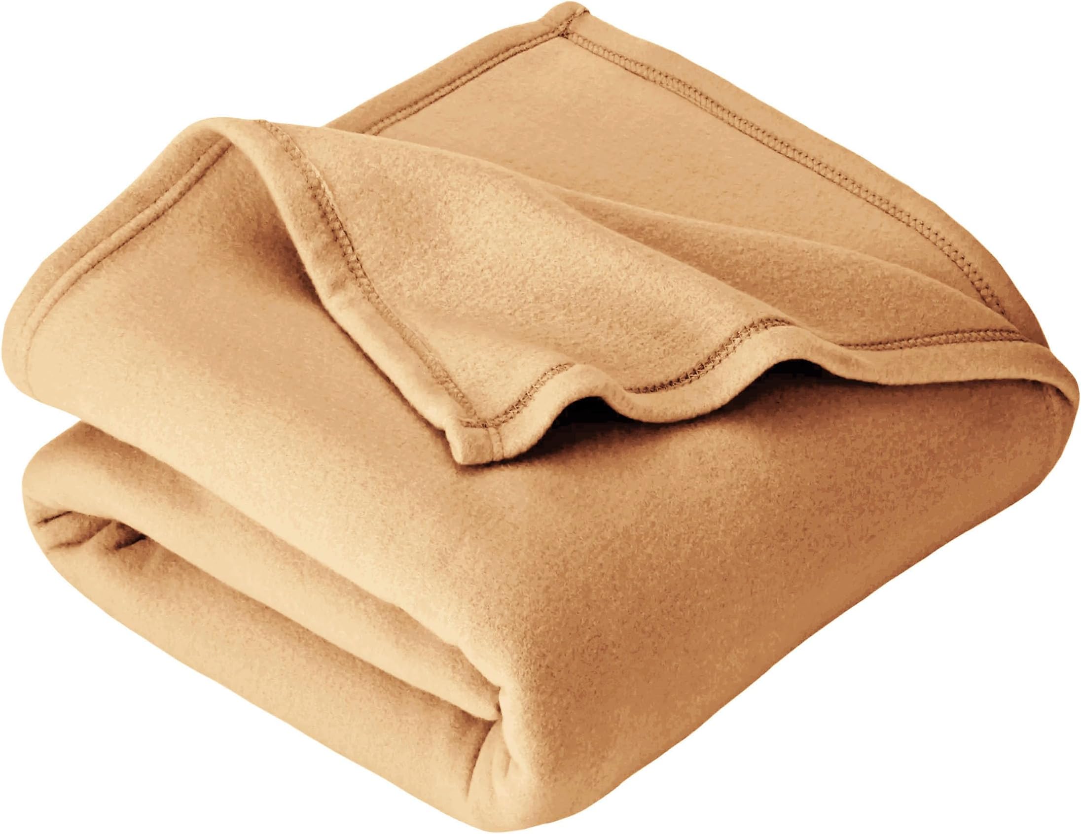 BSB HOME Woolen Blanket Warm and Super Soft Heavy Weight Single Bed Blankets for Heavy Winter (Beige,152X225 cm,800 Gram) (Skin Color), Breathable