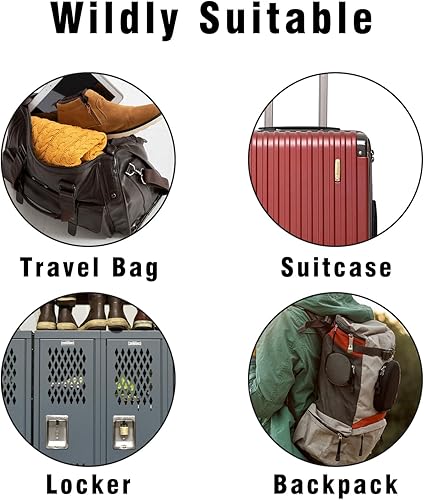 Miniatura 7 de Paquete de 2 cerraduras de equipaje, mini cerraduras para maleta con llaves, candado pequeño multicolor para taquillas, mochilas, cajas (negro, azul)