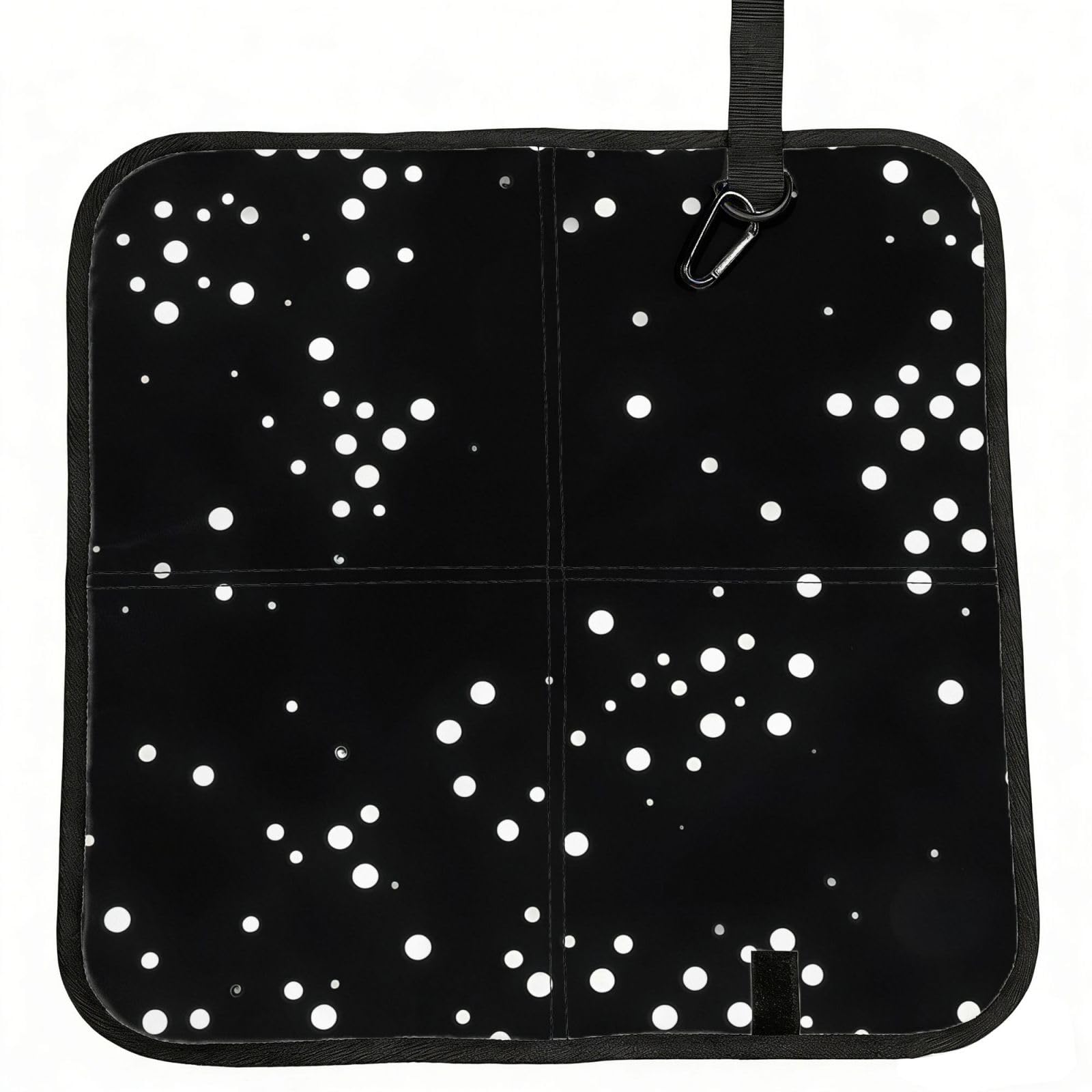 PPHGUT Black Round Dot Pattern Print Foldable Seat Cushion Waterproof Portable Chair Pad Travel Outdoor Picnic Camping