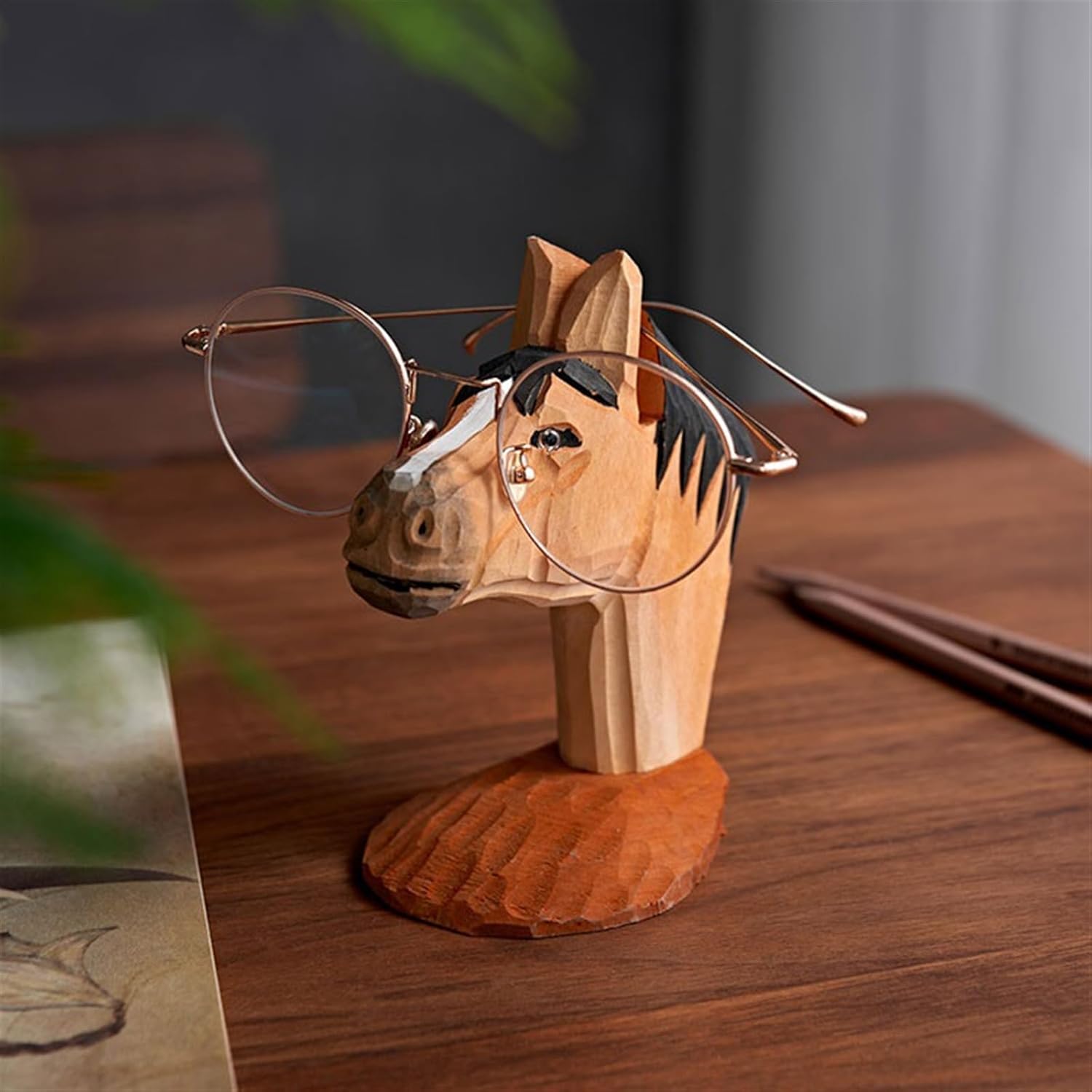 眼鏡スタンド 木製 眼鏡 ディスプレイ ラック かわいい 動物 木彫り