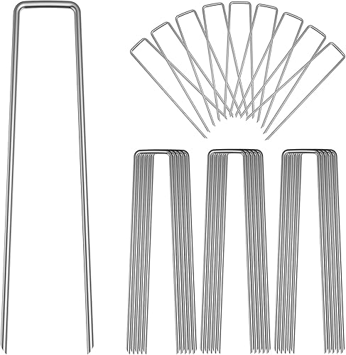 Grapas de paisaje de 12 pulgadas, 25, 50, 100, 200 piezas, estacas de metal galvanizado para jardín, estacas de patio, pasadores de césped de
