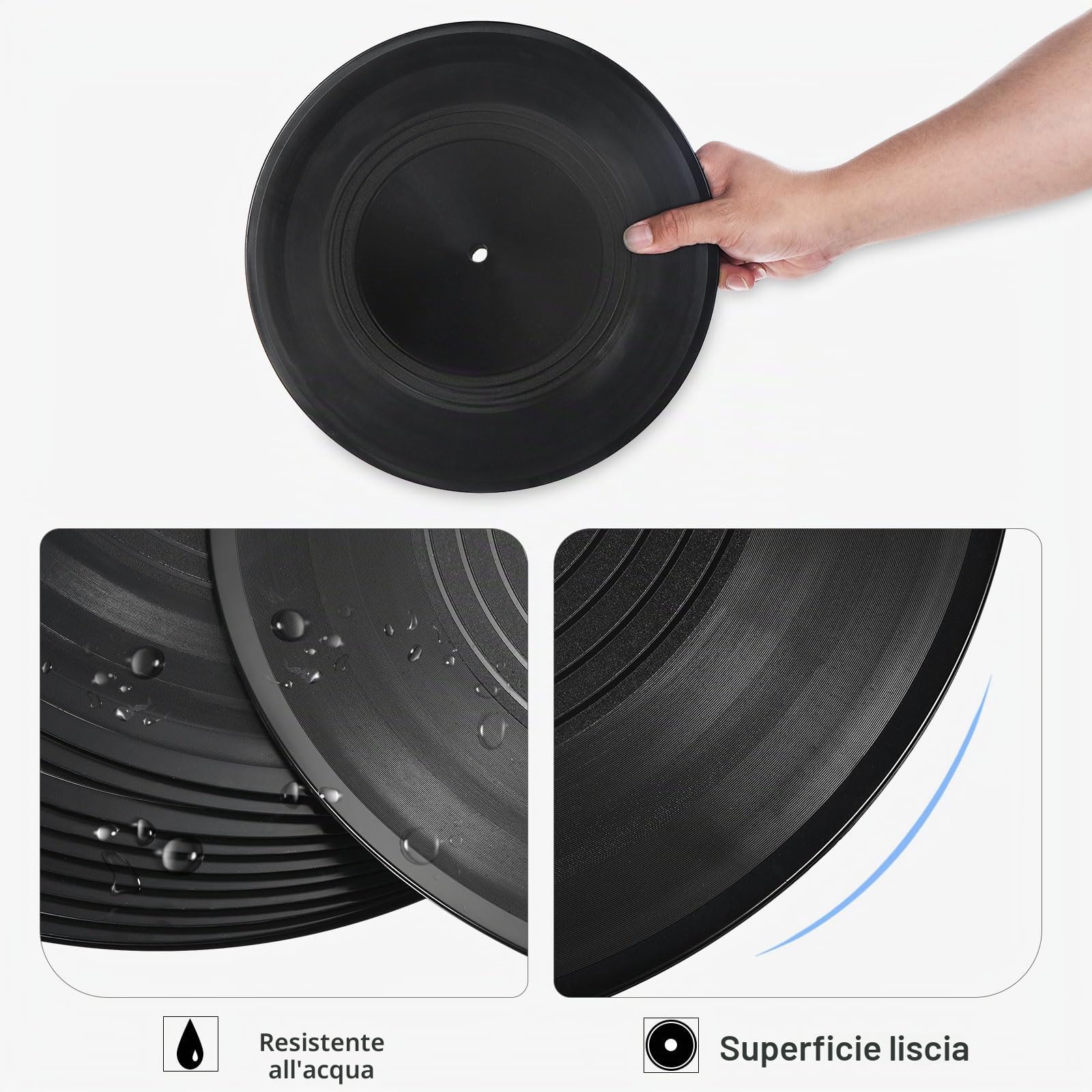 PATIKIL Vuoti Vinile Dischi 12" 6pz CD Falsi Vinili Dischi per Parete Estetica Decorazione Decorativi Dischi per Rotolo Musica Stanza Rock Festa Fai Da Te Decorazione Nero
