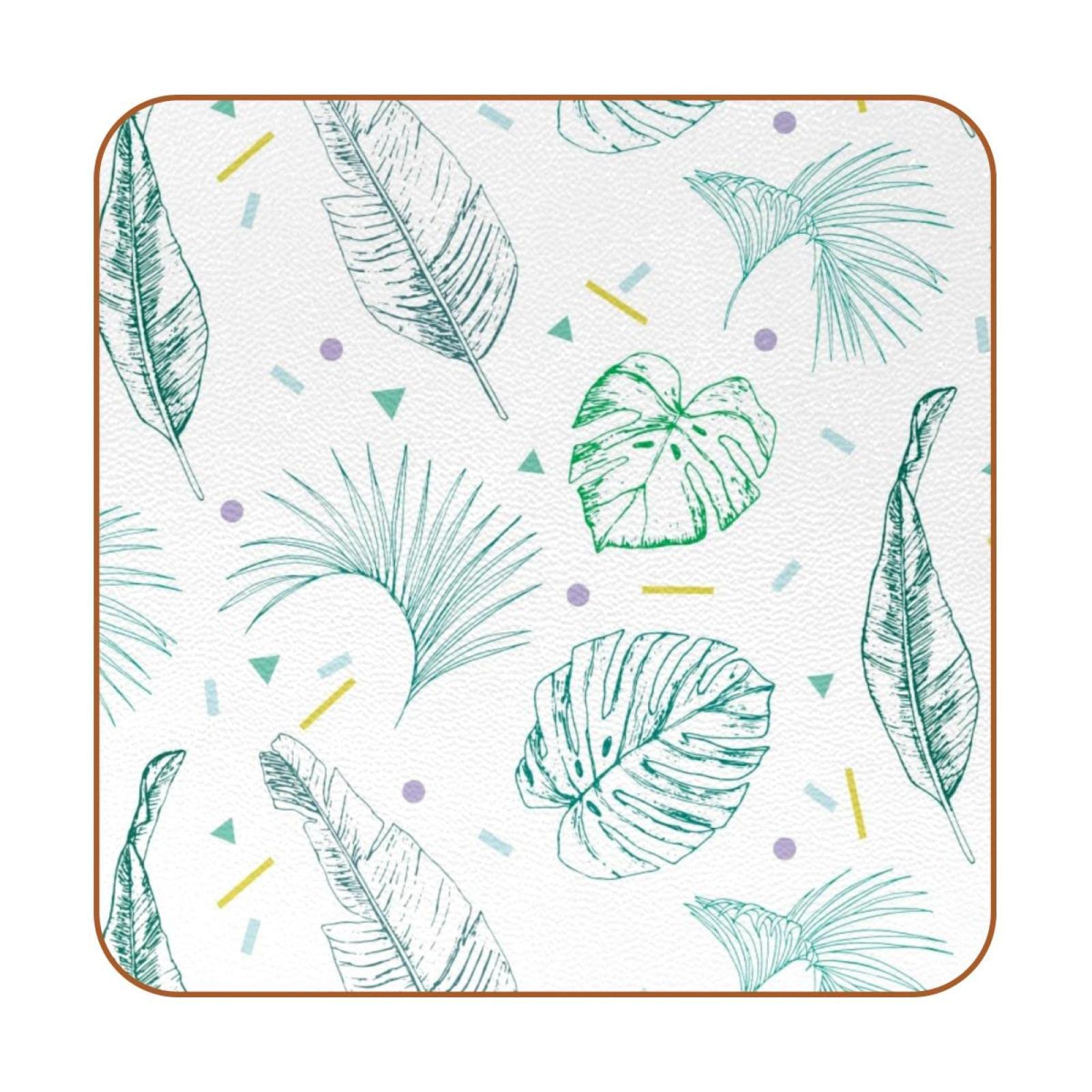 Sous-verres carrés anti-taches lot de 6 protections de table géométriques en feuille