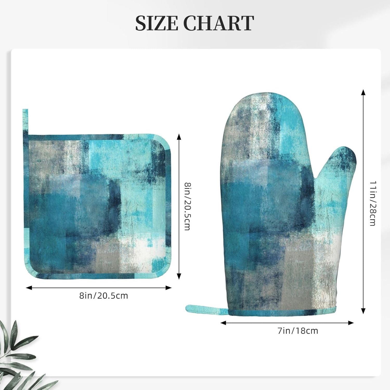 Modern Art Abstract Gery Turquoise Oven Mitts and Pot Holders Sets Silicone Turquoise Kitchen Mitts Potholders Heat Resistant 4Pcs Teal Oven Gloves Hot Pads for Kitchen Baking Cooking BBQ