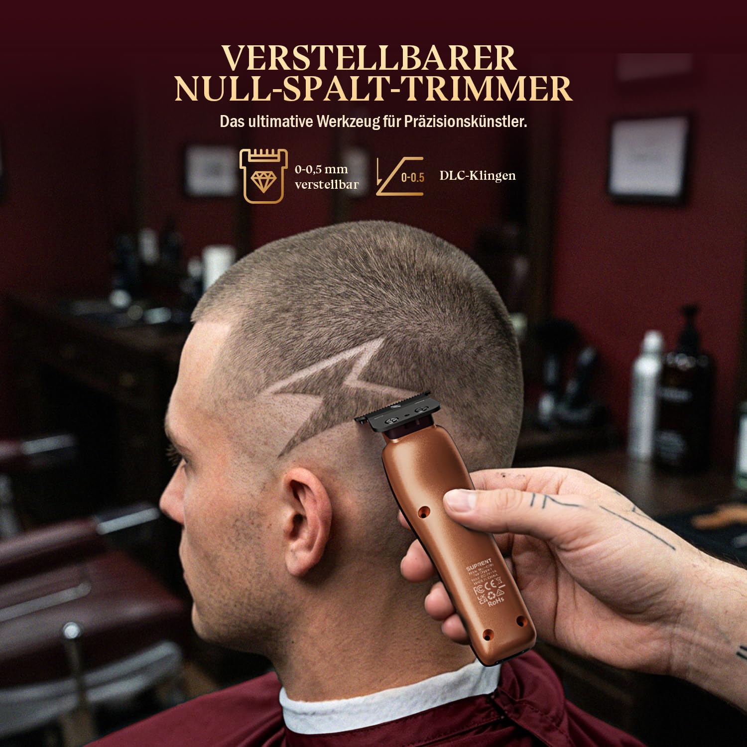SUPRENT Profi Haarschneidemaschine, 8500-11000 U/min Dual-Coil-Vektormotor | Kabelloser Haarschneider Herren, Zero-Gap T-Blade Trimmer, Haarschneideset mit Ladestation