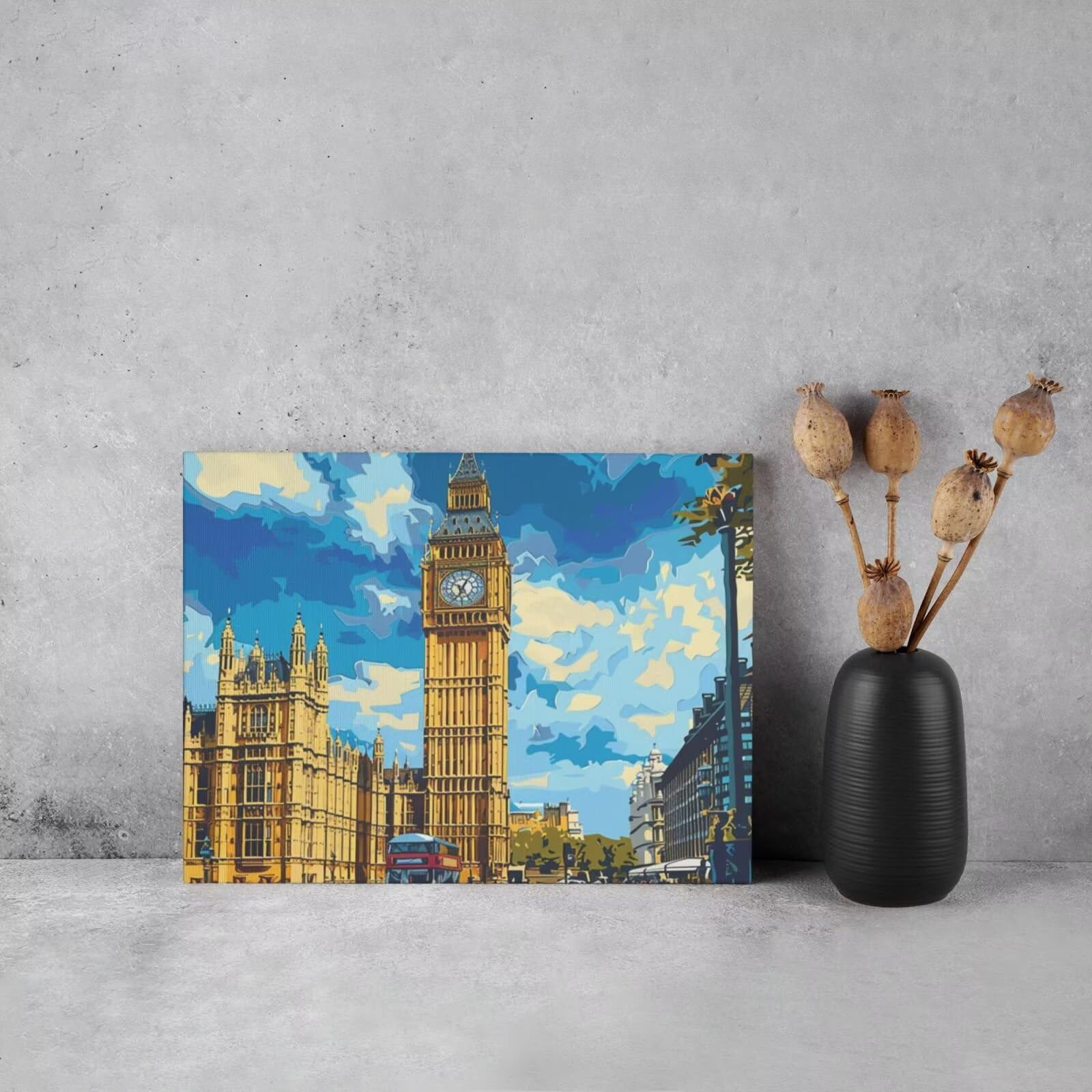 Kit per pittura con numeri per adulti, pittura stradale con numeri per principianti, pittura acrilica con 6 pennelli, pittura ad olio per decorazione da parete (90 x 65 cm, senza cornice) MK77