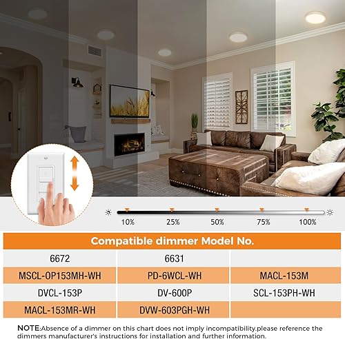 Miniatura 4 de Paquete de 4 lámparas de techo LED de montaje empotrado, color blanco, 10.2 pulgadas, 24 vatios, regulable y 3000K-4500K-6000K, lámpara de techo de