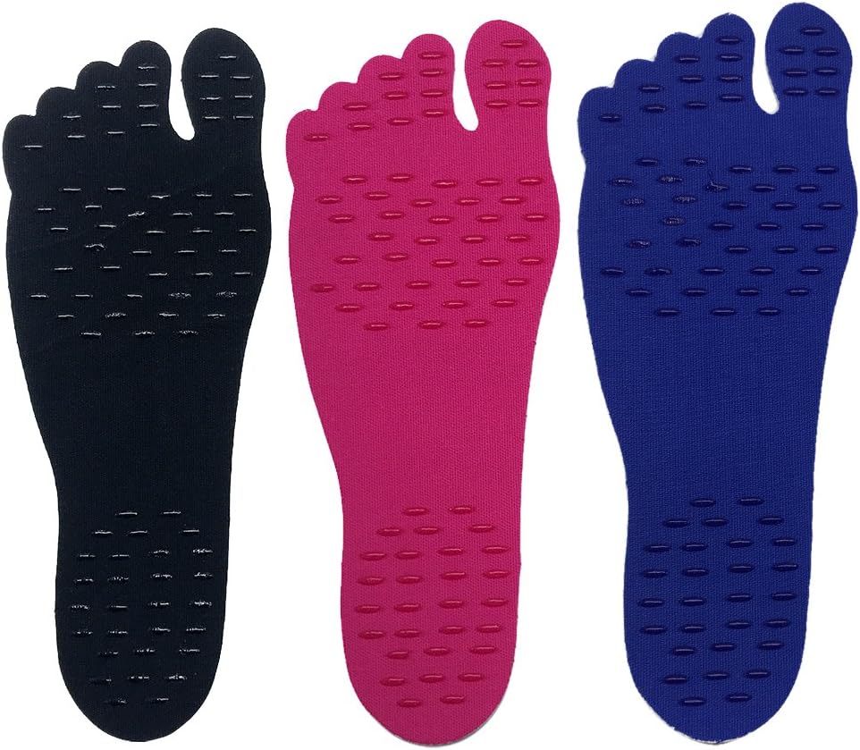 Barefoot Invisible Shoes Foot Stickers Beach Waterproof Anti-Skid Adhesive Feet Pad 2 Pairs (M, Rose)
