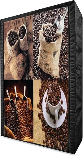 Ambesonne Coffee Portable Fabric Wardrobe Rustic Collage of Images Showing Different Kinds of Roasted Grains Clothing Organizer and Storage Closet