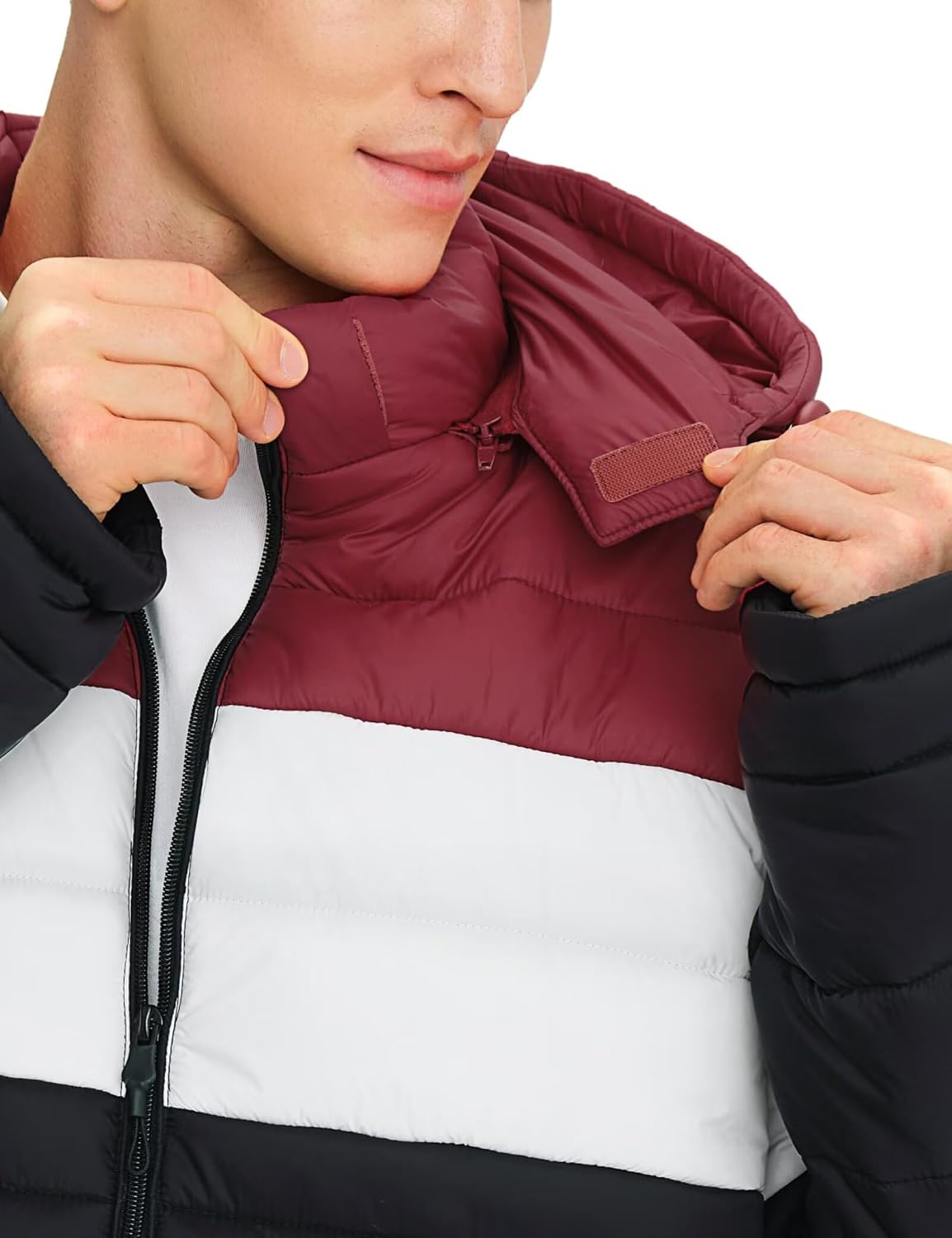 BEST SOUTH Men's Winter Puffer Jacket Hooded Puffy Fleece Warm Lightweight Coat Outerwear Cold Weather - Image 3