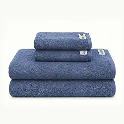 Decolab Jogo de Toalhas Air Light 100% Algodão (Azul-claro e Azul-marinho, 4 Peças)