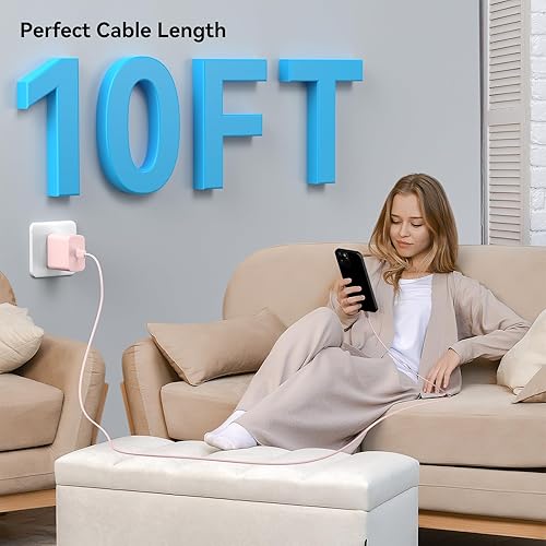 Miniatura 7 de Cargador de teléfono 17 de carga rápida, 45 W súper rápido USB C cargadores bloque con cable tipo C de 10 pies para teléfono 17/17 Pro/17 Pro