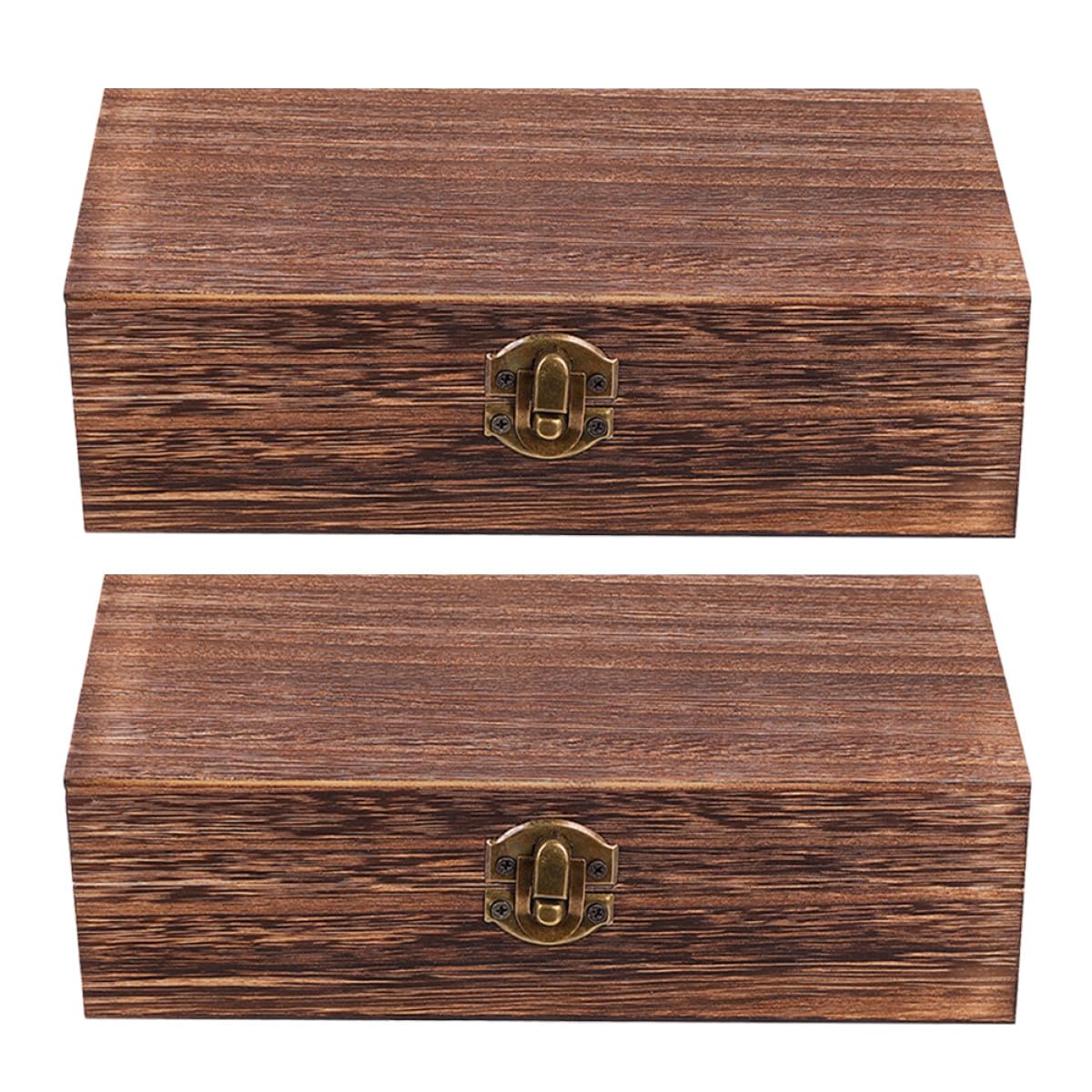 Caja de Madera Vintage Rectangular con Tapa, 2 Piezas