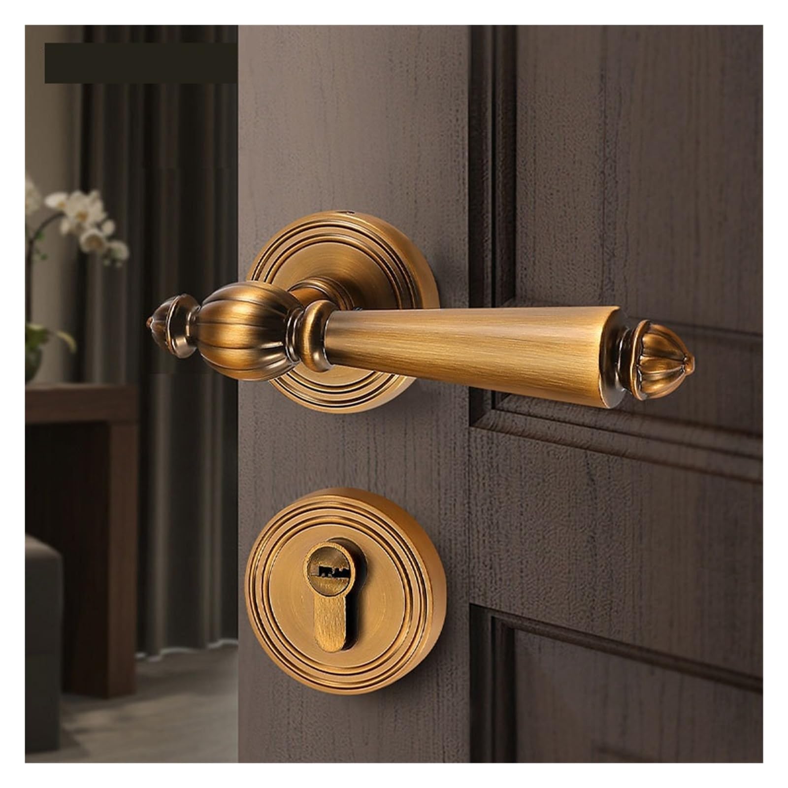 Serrure de porte magnétique en bronze jaune pour chambre intérieure modèle B-72