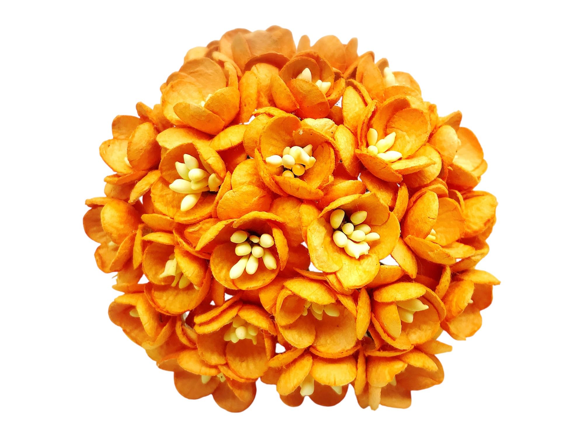 Fleurs de cerisier artificielles orange pour loisirs créatifs et mariage de 2,5 cm