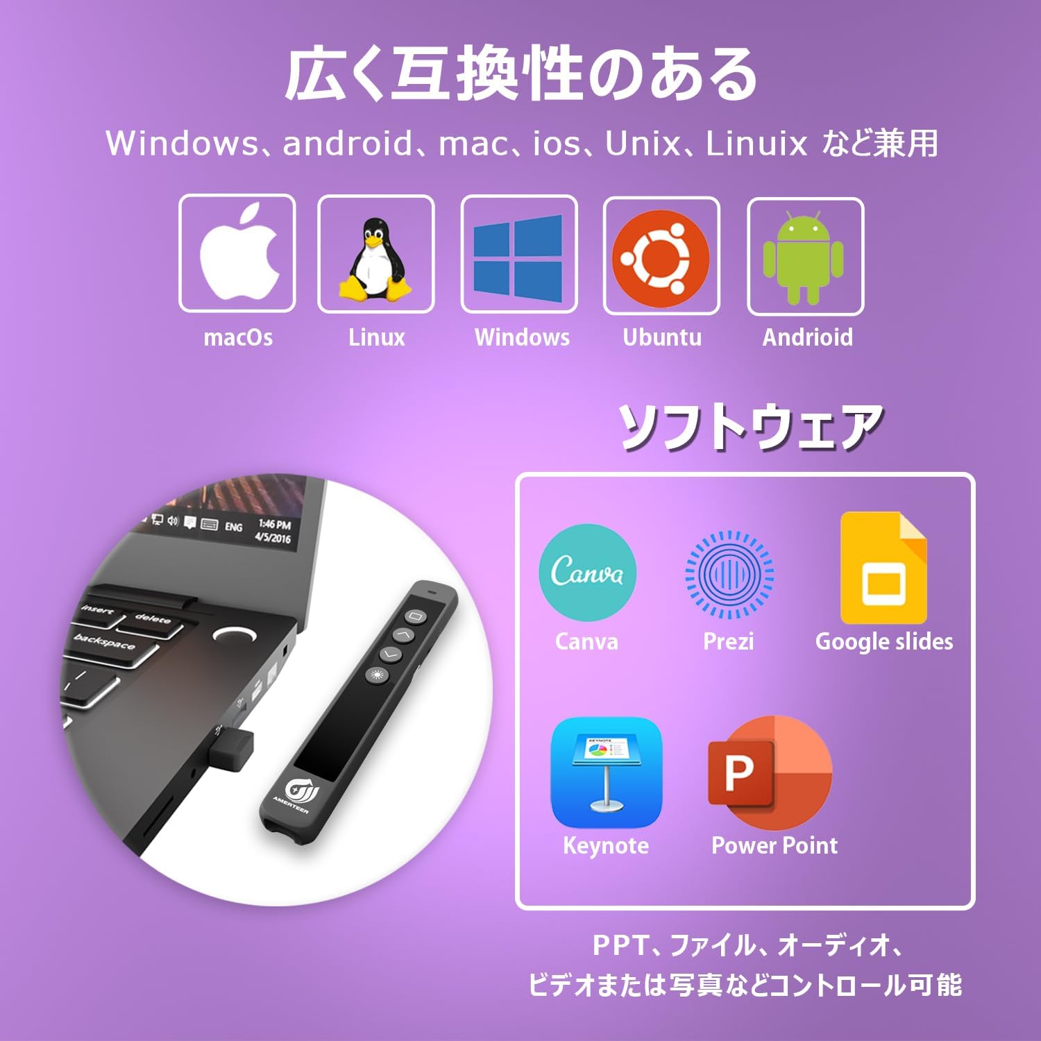 Compatibility chart for AMERTEER Wireless Laser Pointer
