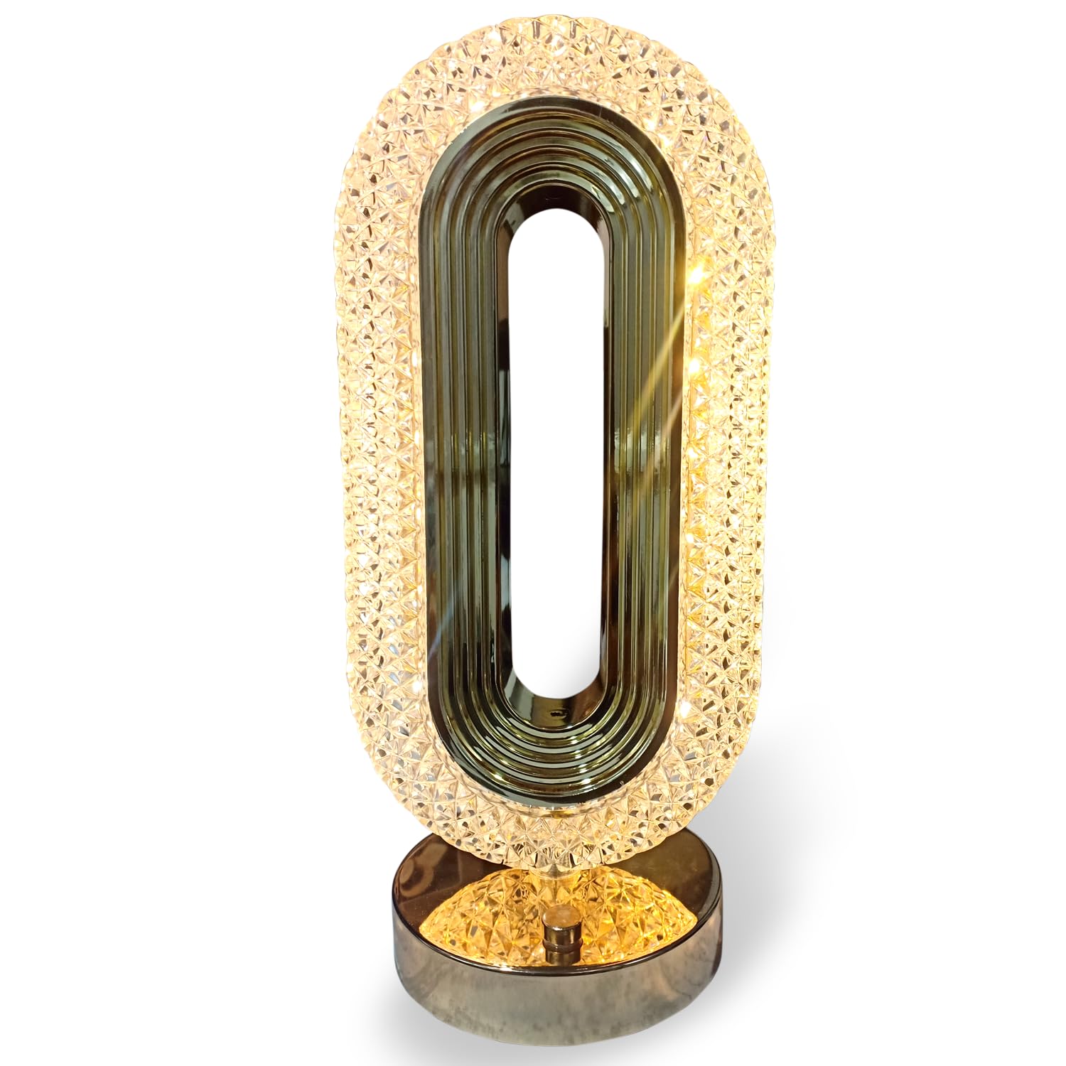 WORBAX USB Rechargeable Crystal LED Desk Table Lamp - Decorative Crystal Transparent Diamond Touch Control | 1600mAH Battery up-to 12 to 15 Hours Modern Lamp | Acrylic Crystal With Diamond Face