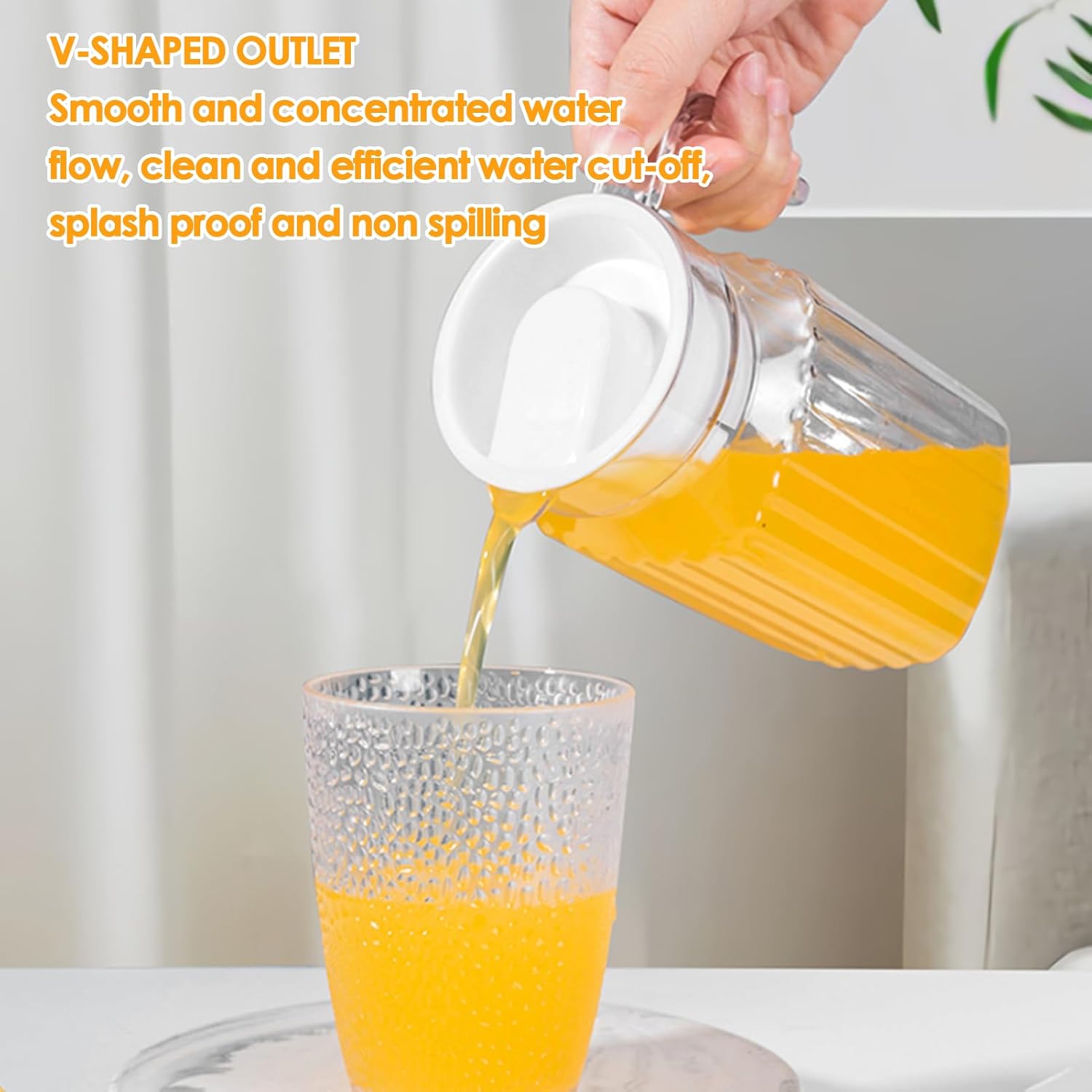 Clear Acrylic Water Pitcher with Lid and Handle, Unbreakable Beverage Container for Iced Tea, Juice, Coffee, Lemonade, 500ML Capacity - Image 4