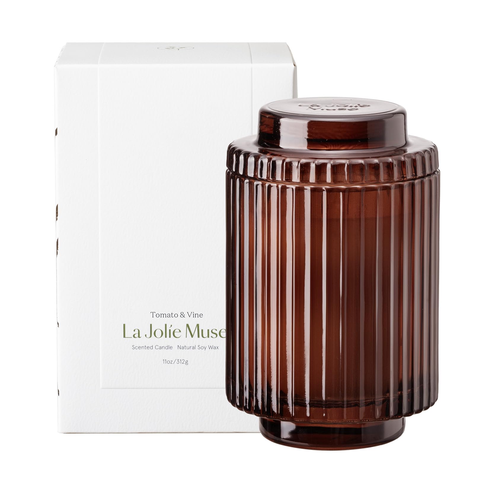 LA JOLIE MUSE Velas perfumadas de tomate y vid para el hogar, cera de soja, 11 onzas
