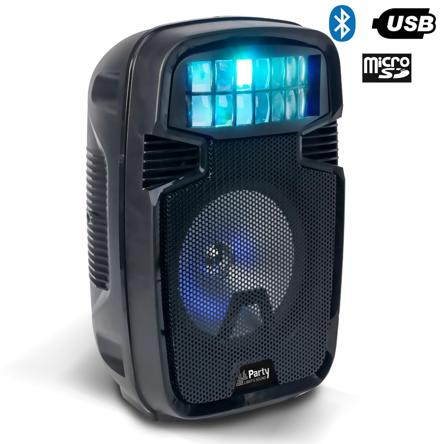 Enceinte Sono Portable Autonome 8"/20CM 300W - USB/SD/BT/AUX/Echo - avec Effet Derby - PARTY-8COMBI