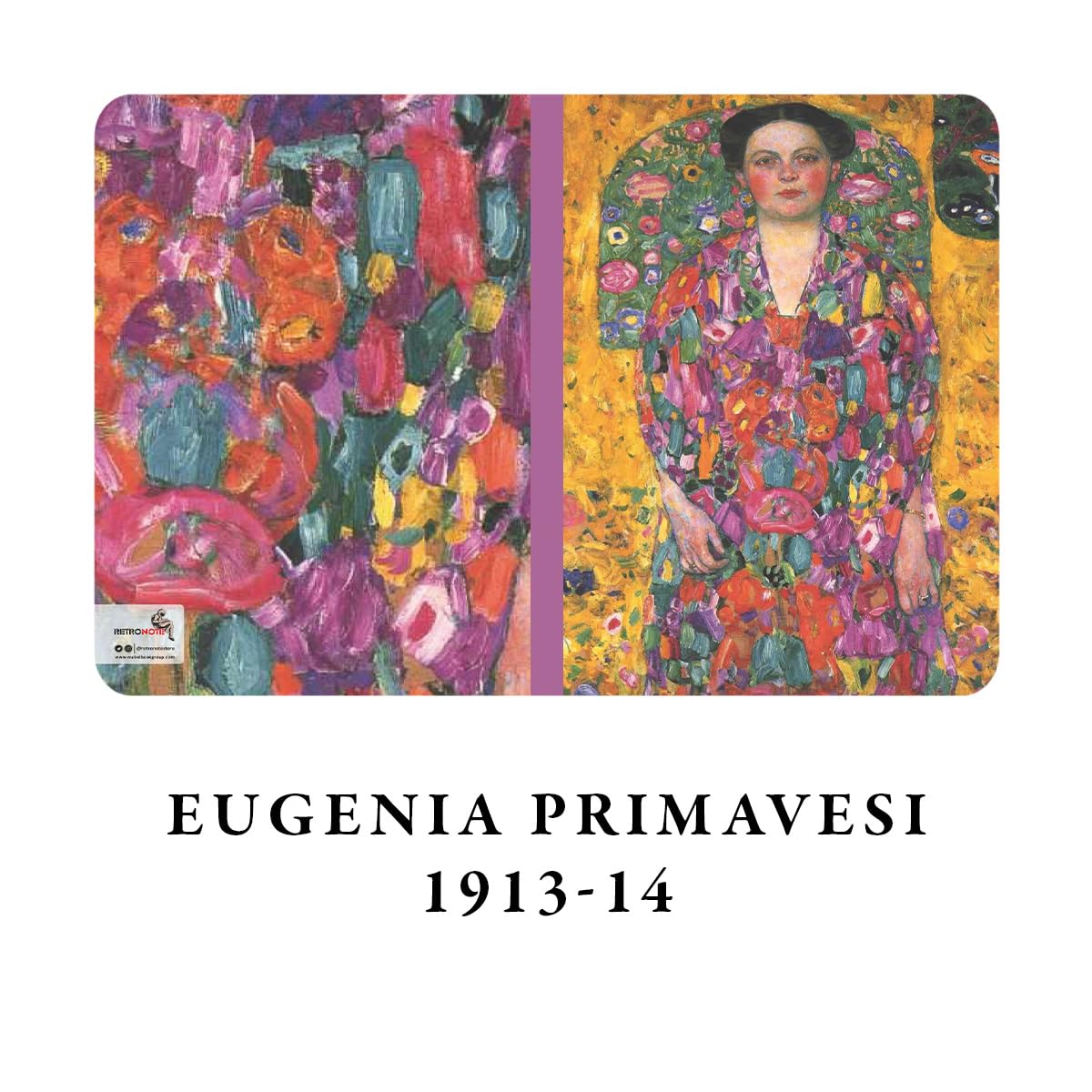 Retronote Gustav Klimt zestaw 4 zeszytów 1, seria złota, bez linii, 48 stron, 10,5 x 14 cm