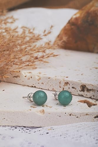 Miniatura 5 de Jade Earrings Studs for Women Jade Stud Earrings 6mm for women hypoallergenic Real Green Jade Jewelry for Women and Men Gift for Anniversary
