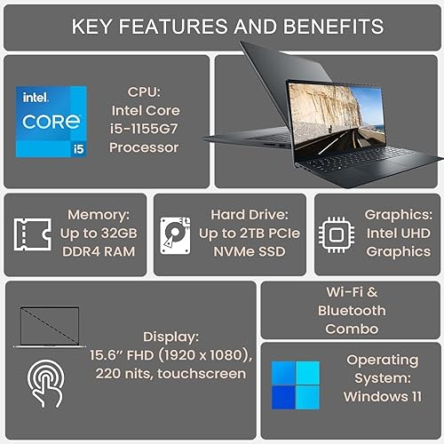 Miniatura 2 de DELL Inspiron 15 3000 3520 - Computadora portátil de negocios con pantalla táctil FHD de 15.6 pulgadas, Intel de 4 núcleos de 11 generación