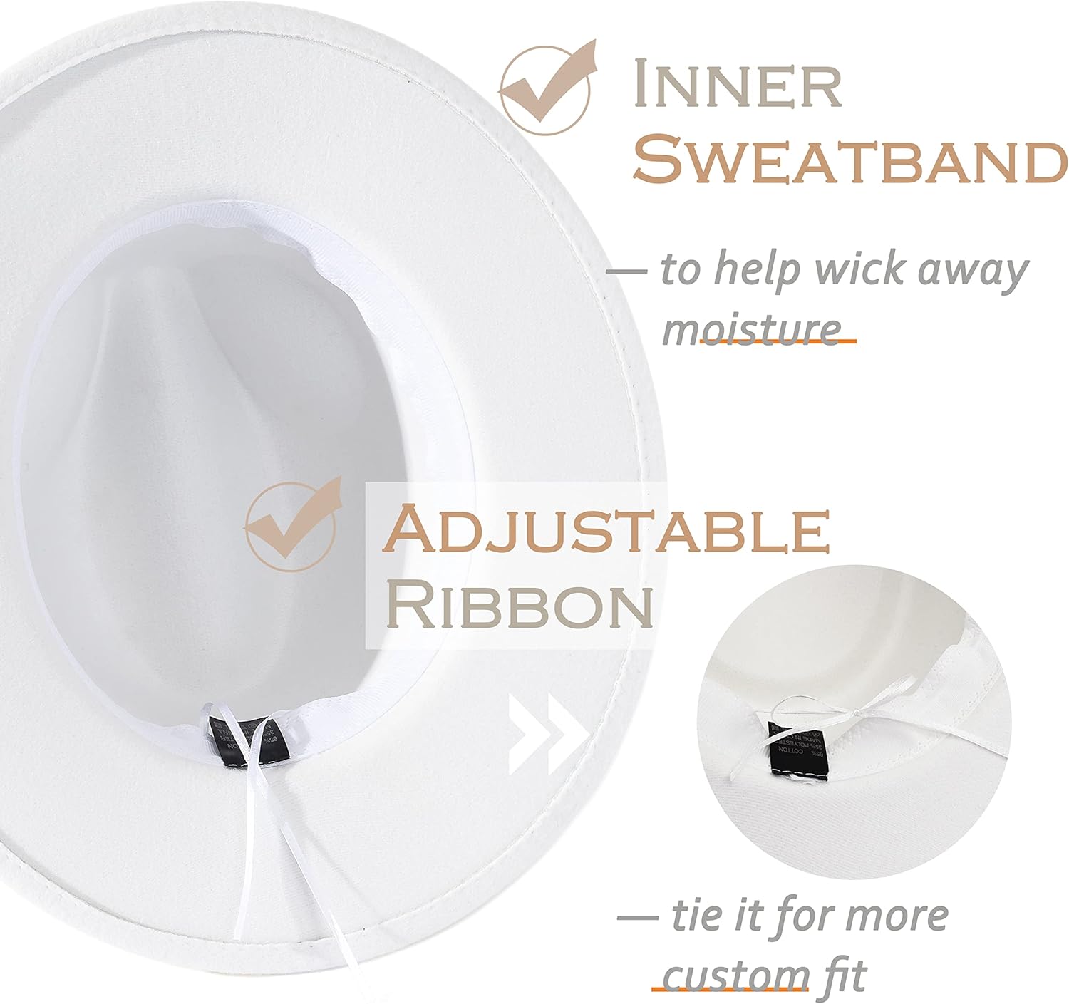 Lisianthus Women White Fedora Wide Brim Panama Hats with Color Belt Buckle - Image 4