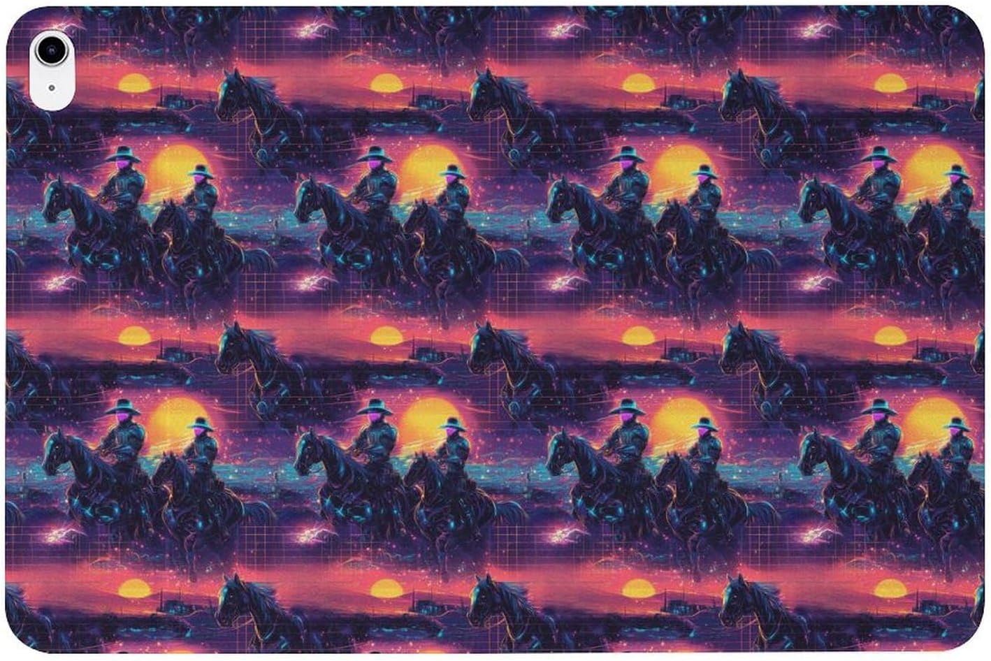 Compatible with iPad A16 Case 11 Inch 2025, Slim Cyber ​​Sunset Western Cowboy Print Tablet Cover Compatible with iPad 10th Generation Case 10.9 Inch 2022 with Stand Auto Wake/Sleep