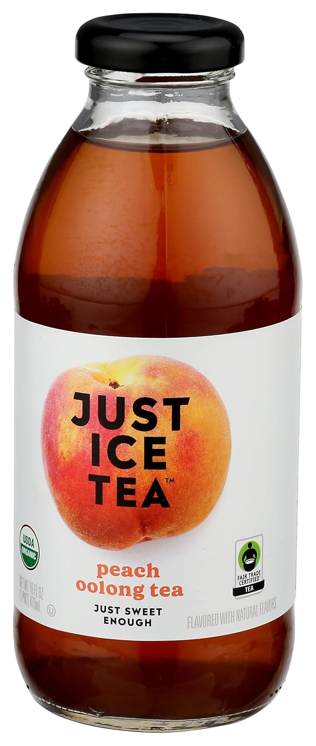 Eat The Change Just Ice Tea Organic Peach Oolong Tea, Kosher, 16 Fluid Ounces (Pack Of 12)