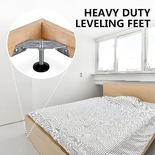 Miniatura 29 de POWERTEC Niveladores de patas para muebles, 16 unidades, patas niveladoras ajustables y resistentes con almohadillas que no se dañan, tornillos