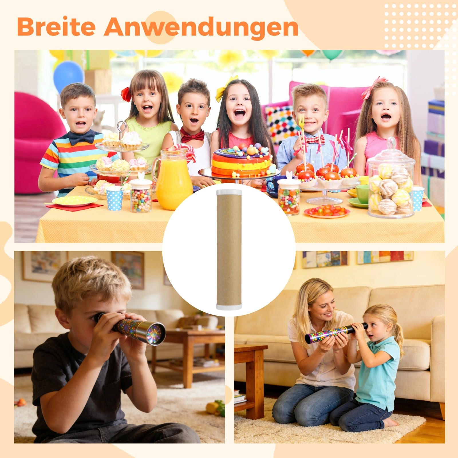 10Stück Kaleidoskop-Bastel-Set, DIY-kreatives selbstgemachtes Material, 7,5 Zoll weißes Papier, Kaleidoskop-Set für Junge Künstler zum Malen, Farben entdecken und als Party-Geschenke