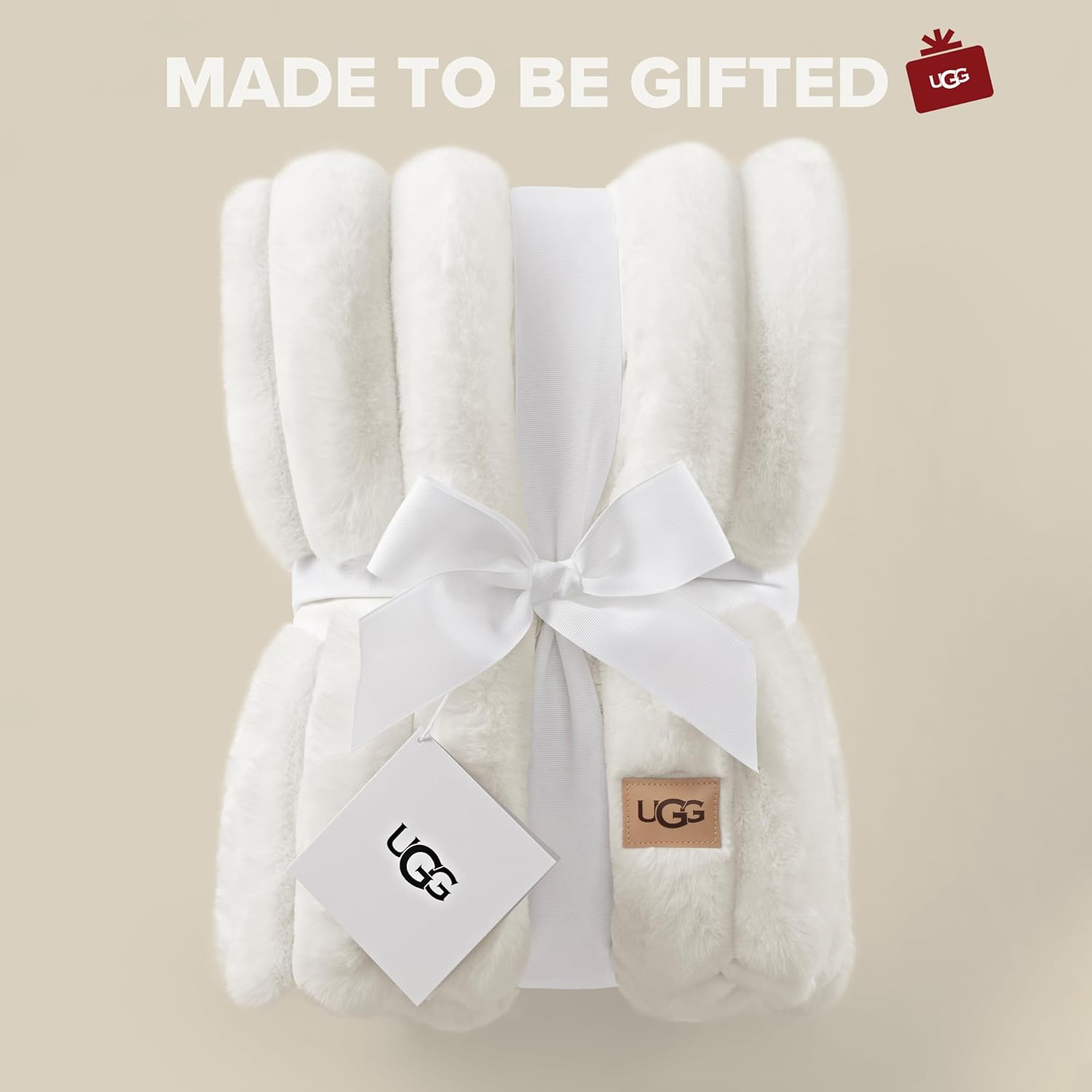 UGG Channel Faux Fur Throw Blanket for Couch, Luxury Warm Soft White Throw for Bed or Chair, Plush Bubble Blanket Home Decor, Machine Washable, 50-inch x 70-inch, Snow - Image 3