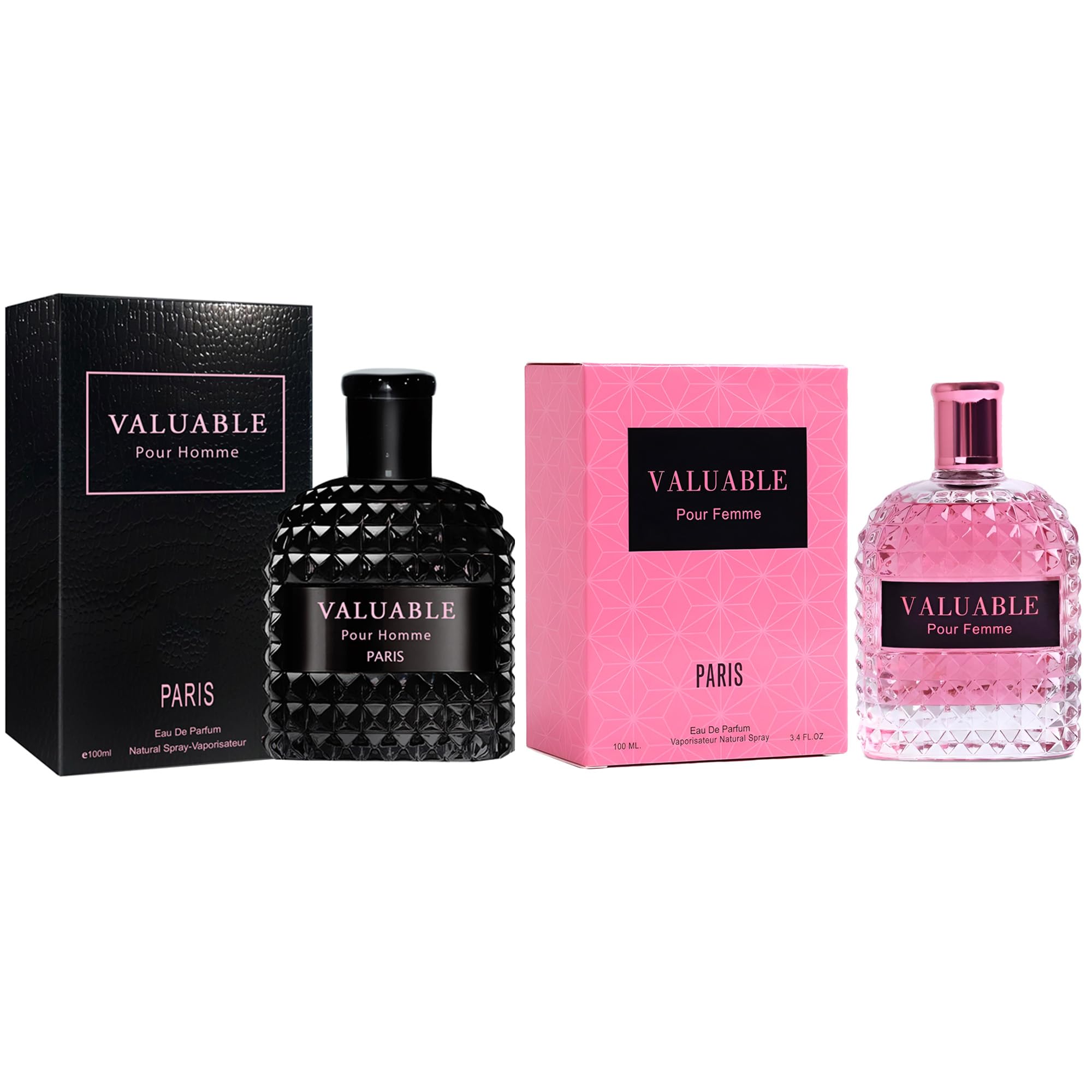 A CENTER Valuable Paris Couple Set Perfume,Long Lasting Sweet Scent for Women/Men Fragrance 2x100ML