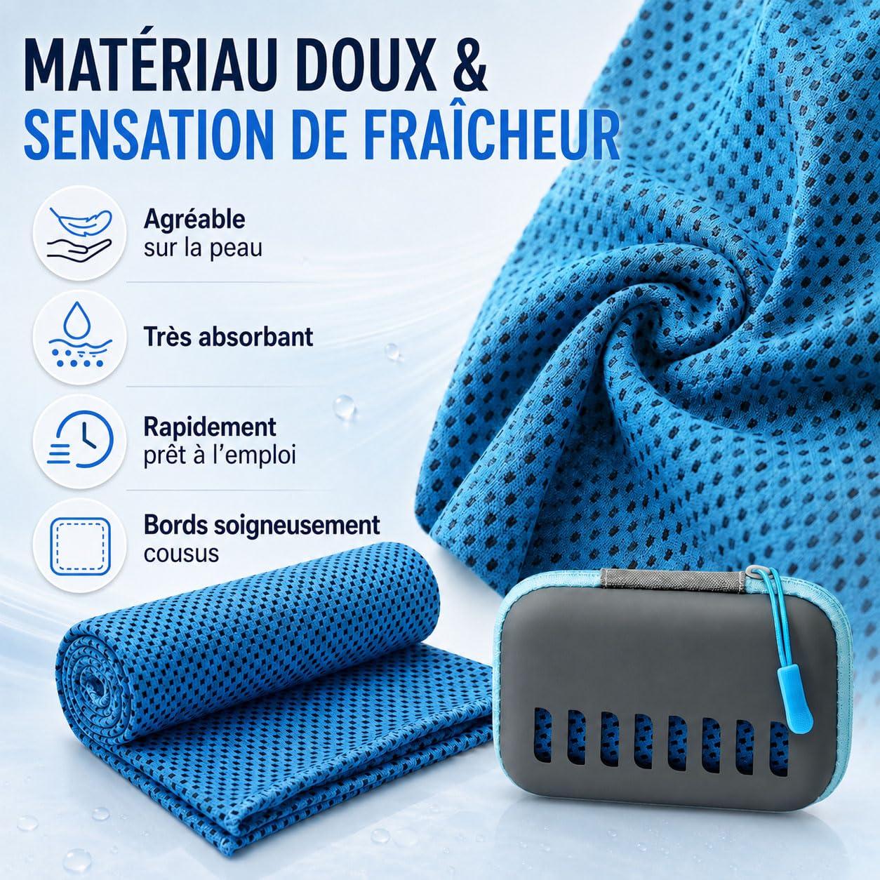 Générique Serviette rafraîchissante avec boîte de Rangement – ​​Lot de 3/5/ 9 – 30 x 80 cm – Serviette Polyvalente pour Le Sport, Le Cou et Les Voyages (9 pièces)