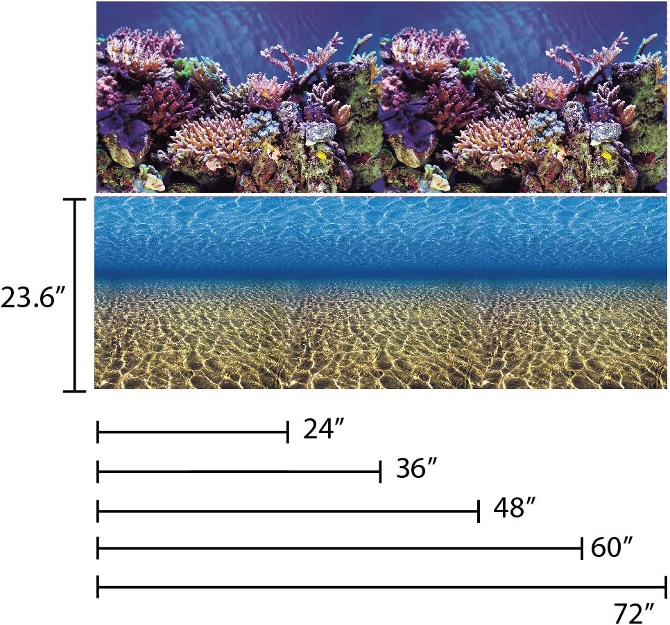 Aquarium Background Ocean Seabed /Coral Reef Double sides (48WX24H)