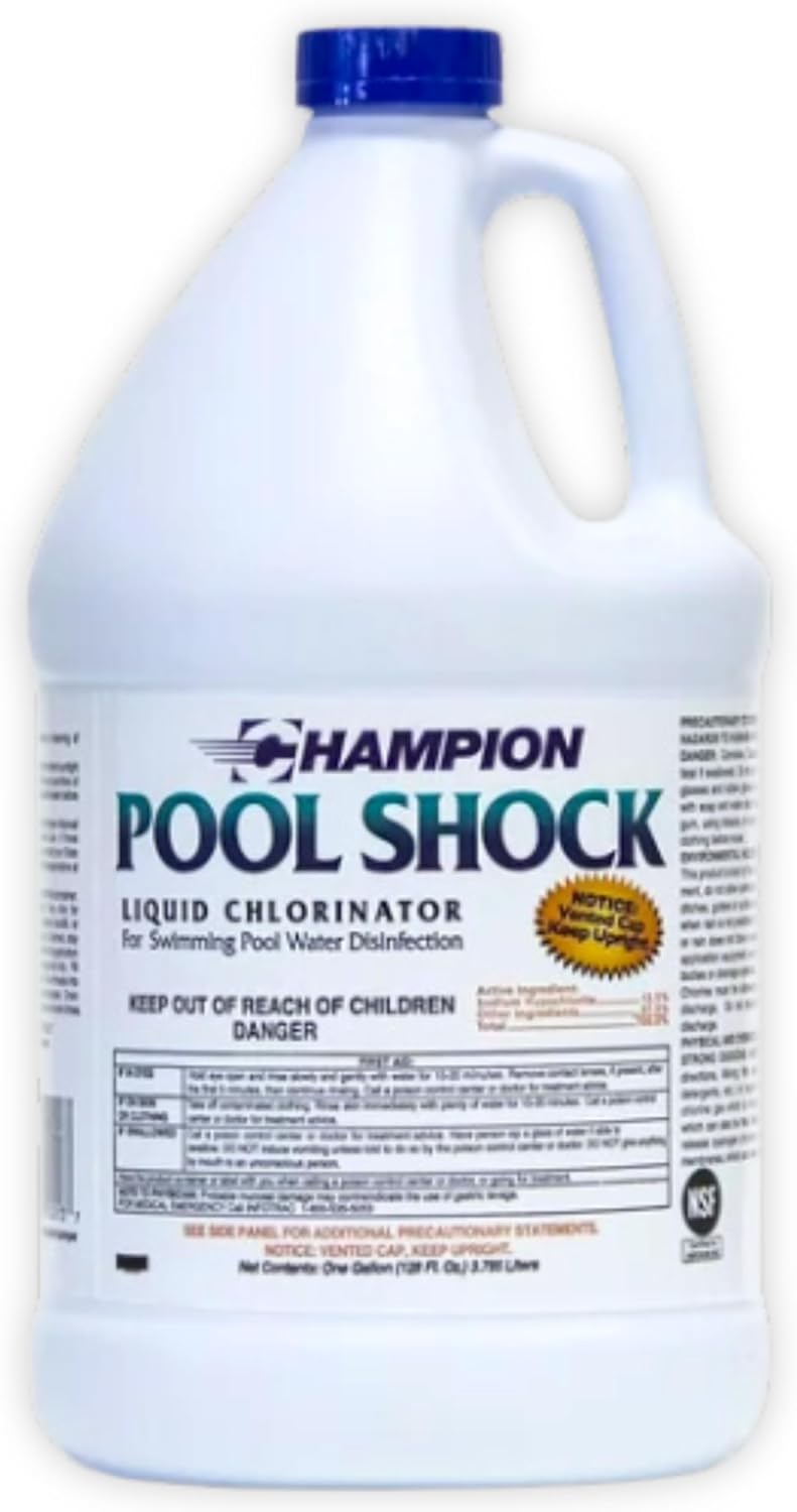 Champion Liquid Chlorine (1-Pack) - Swimming Pool & Spa Liquid Shock Treatment - Raises Chlorine - 1 Gallon