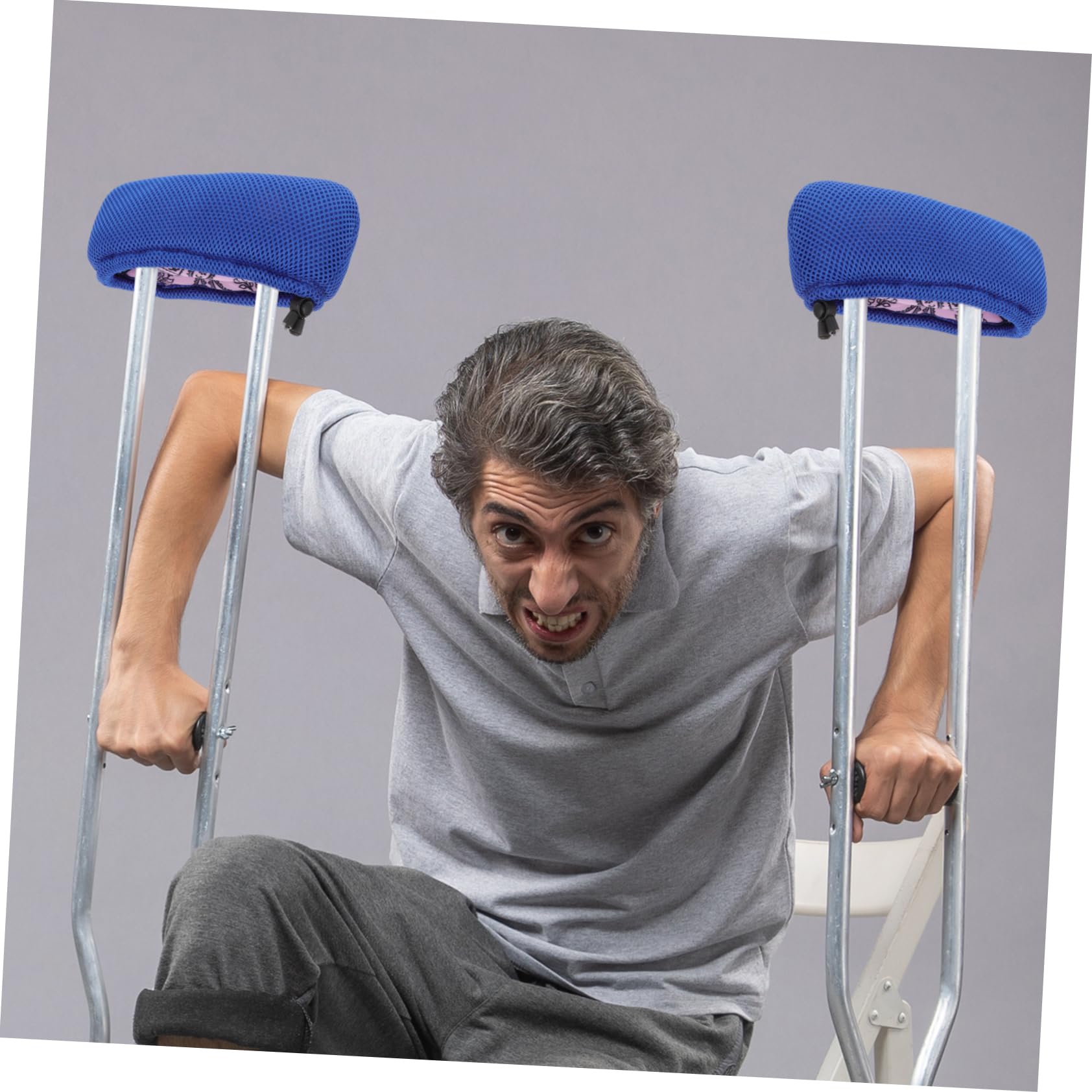 Almohadillas para Muletas Axilares 1 Par Algodón Esponja Azul