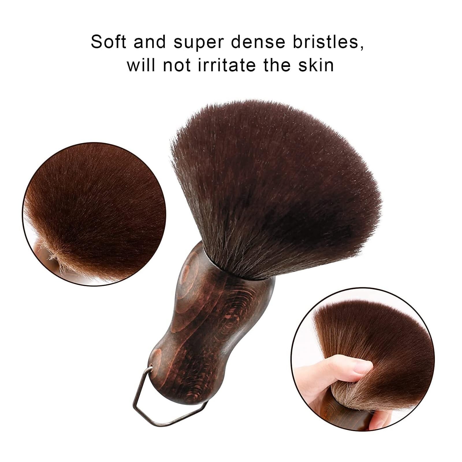 Brosse De Nettoyage De Cou De Barbier, Manche En Bois Avec Crochet, Brosse De Nettoyage De Coiffure, Brosses De Balayage De Cheveux Naturels For Salon De Coiffure | C