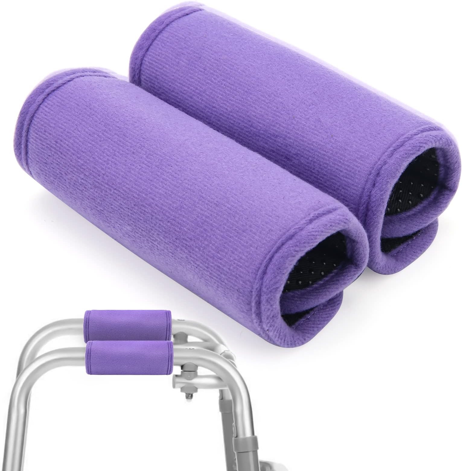 Coldairsoap 2 Pack Walker Hand Grips Cover, Walker Cushion Hand Grips For Rolling Wheelchair, Elderly Grippers, Rollator Handle(Purple) (purple)