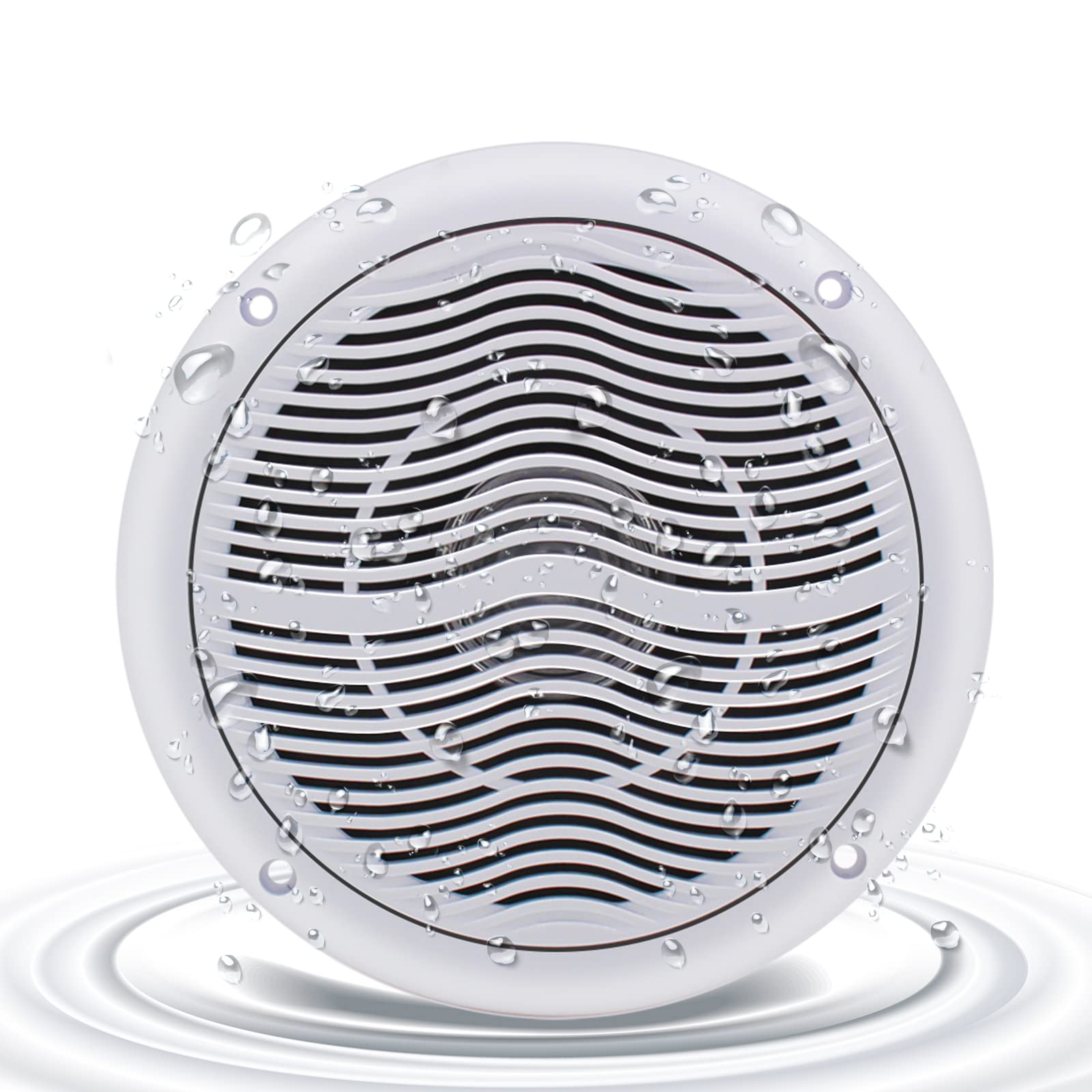 Herdio Altoparlanti marini da 6,5 pollici, sistema stereo per barche impermeabile da 120 W venduto in coppia, bianco