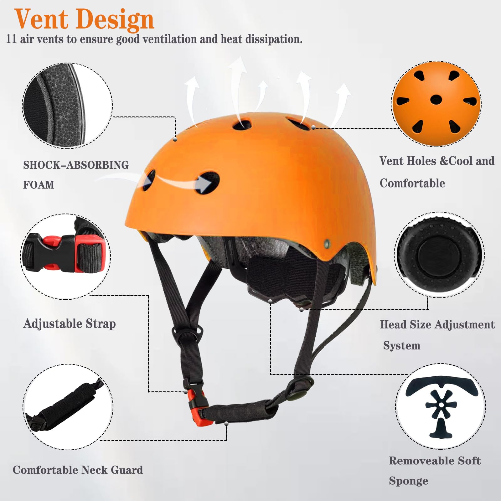 FOOKCIAN Kinderhelm, Kleinkind-Helm, verstellbar, für Kleinkinder, Fahrradhelm, Jugendsport, Schutzausrüstung, Alter 2–8/8–14 Jahre, Jungen, Mädchen, Jahre, für Multi-Sportarten, Skaten, Fahrrad,
