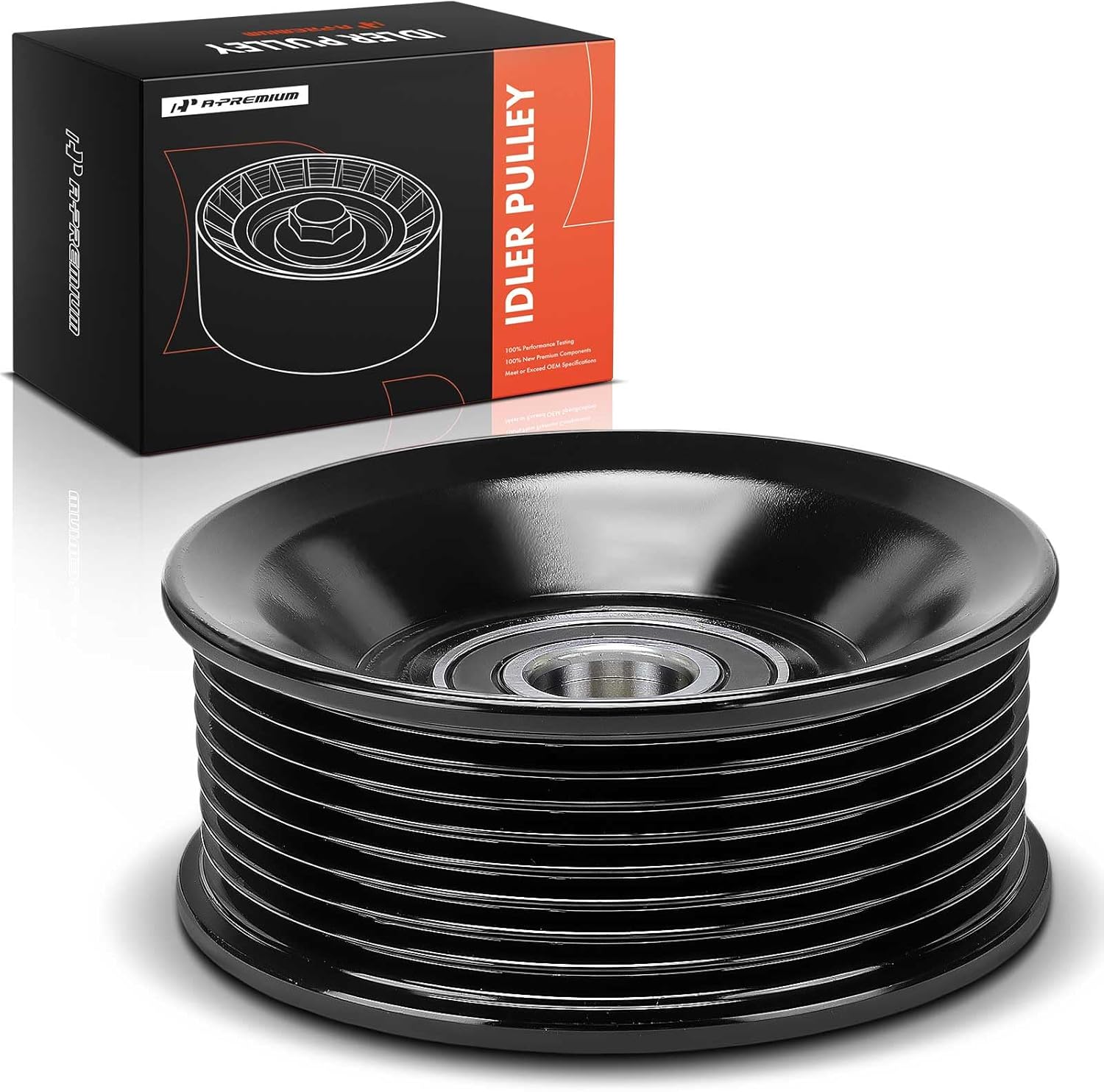 A-Premium Belt Idler Pulley Compatible with Ford F-250 F250 1995-1996, F-250 HD 1997, F-350 F-Super Duty 1995-1997, E-350 Econoline Club Wagon 1995-1997, Econoline Super Duty 1996-1997, 7.3L