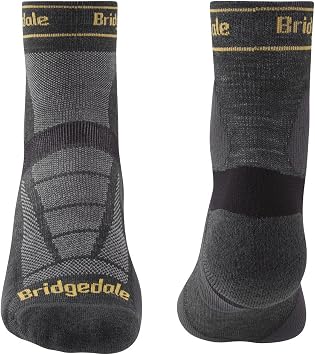 Bridgedale TRAIL RUN Ultralight T2 Merino Sport 3/4 Crew-Men's- Large-Gunmetal