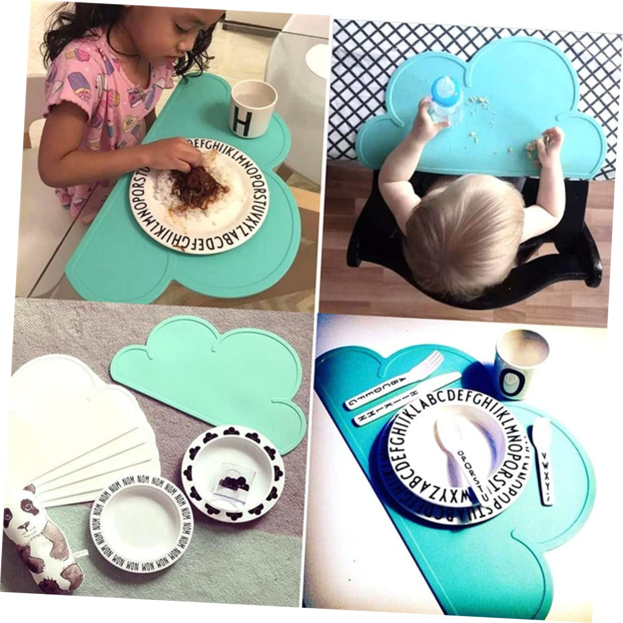 MOLUCKFU Non- and Mat Silicone Table Mat for Boys and Girls 23x43x0.3cm Washable Placemats for Boys and Girls Dishes Dinnerware Sets