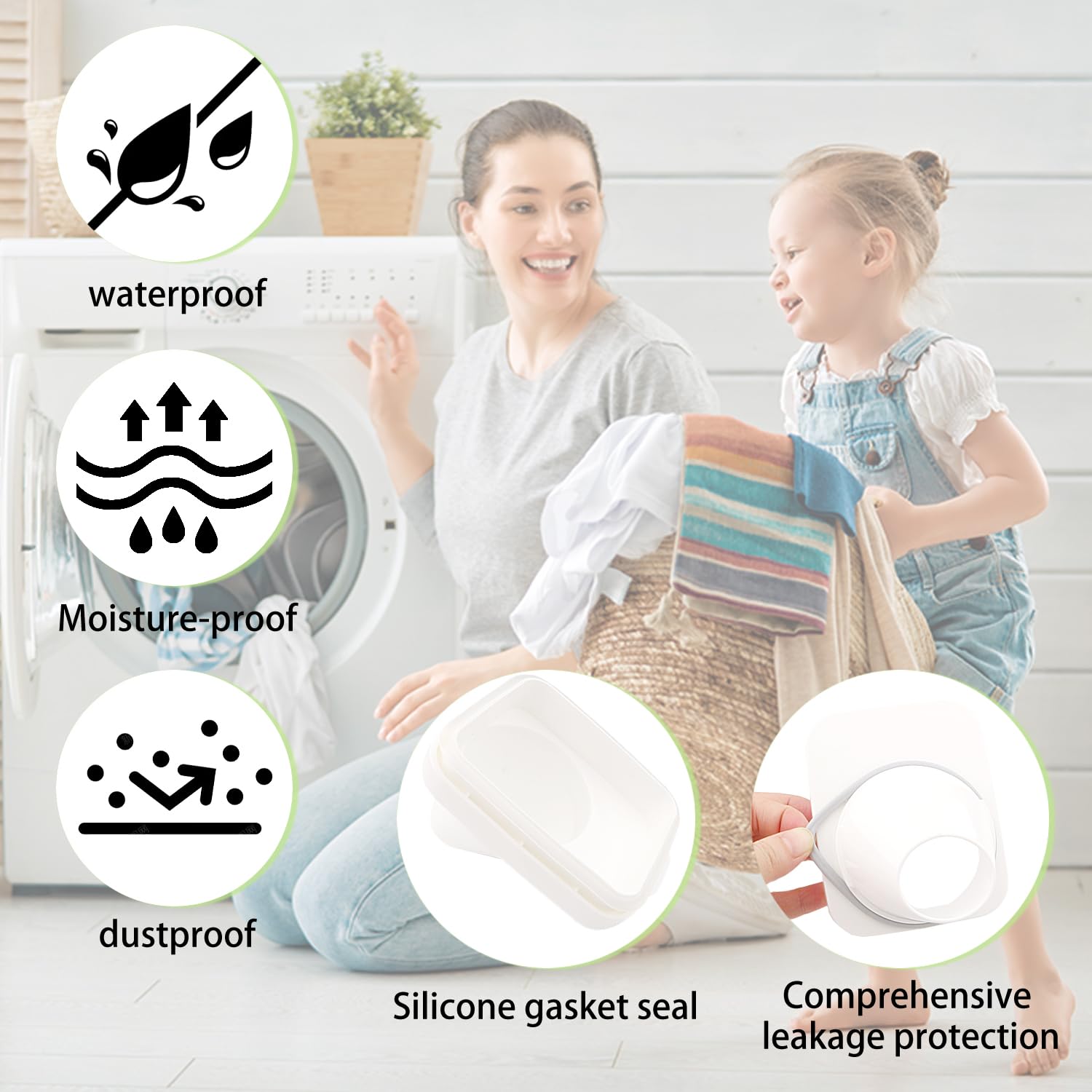 2 contenitori per detersivi da 1500 ml, con misurino, detersivo in polvere, dispenser ermetico, contenitore per detersivi