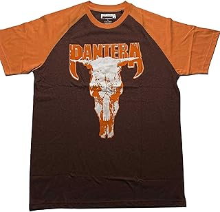 Pantera T Shirt Skull Band Logo Official Unisex Raglan Brown